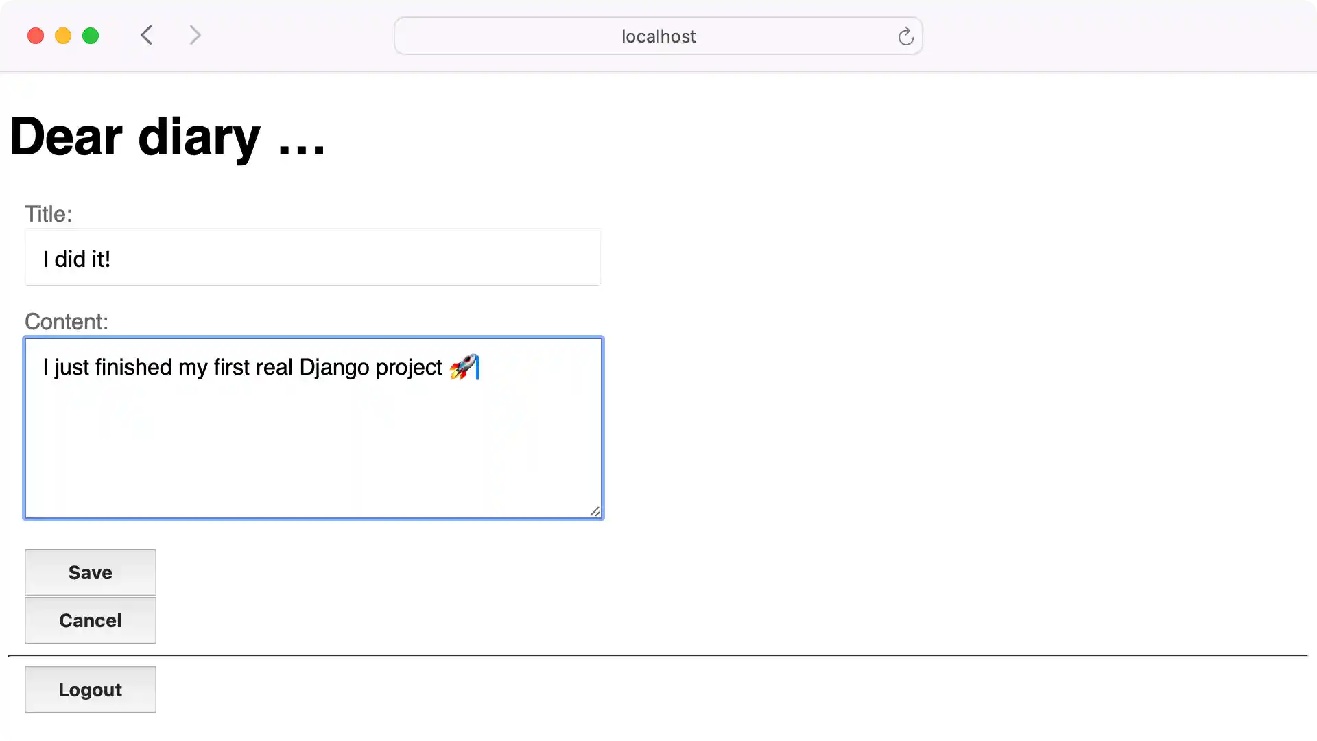 Django Diary Final Entry