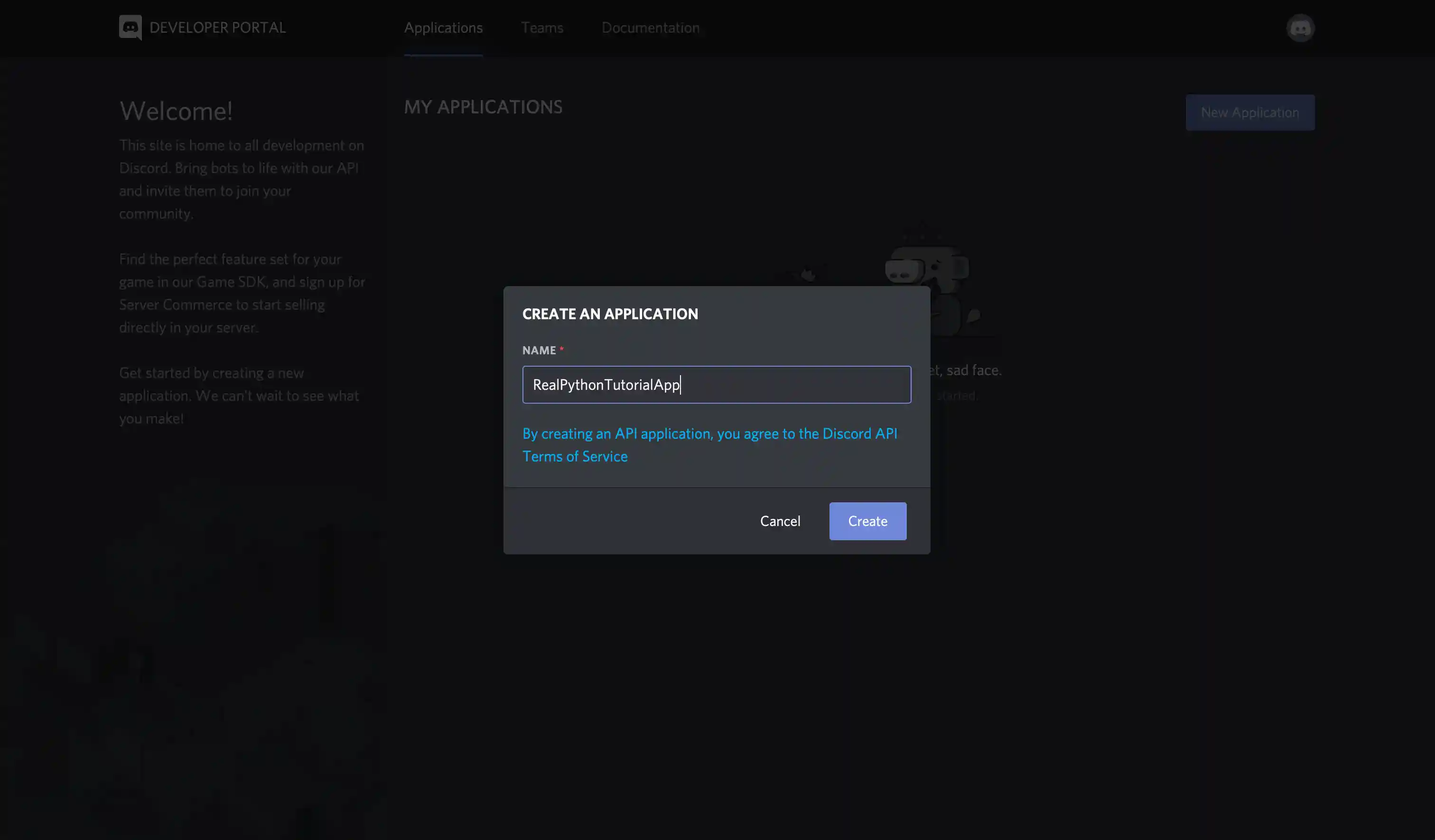 Discord: Naming an Application
