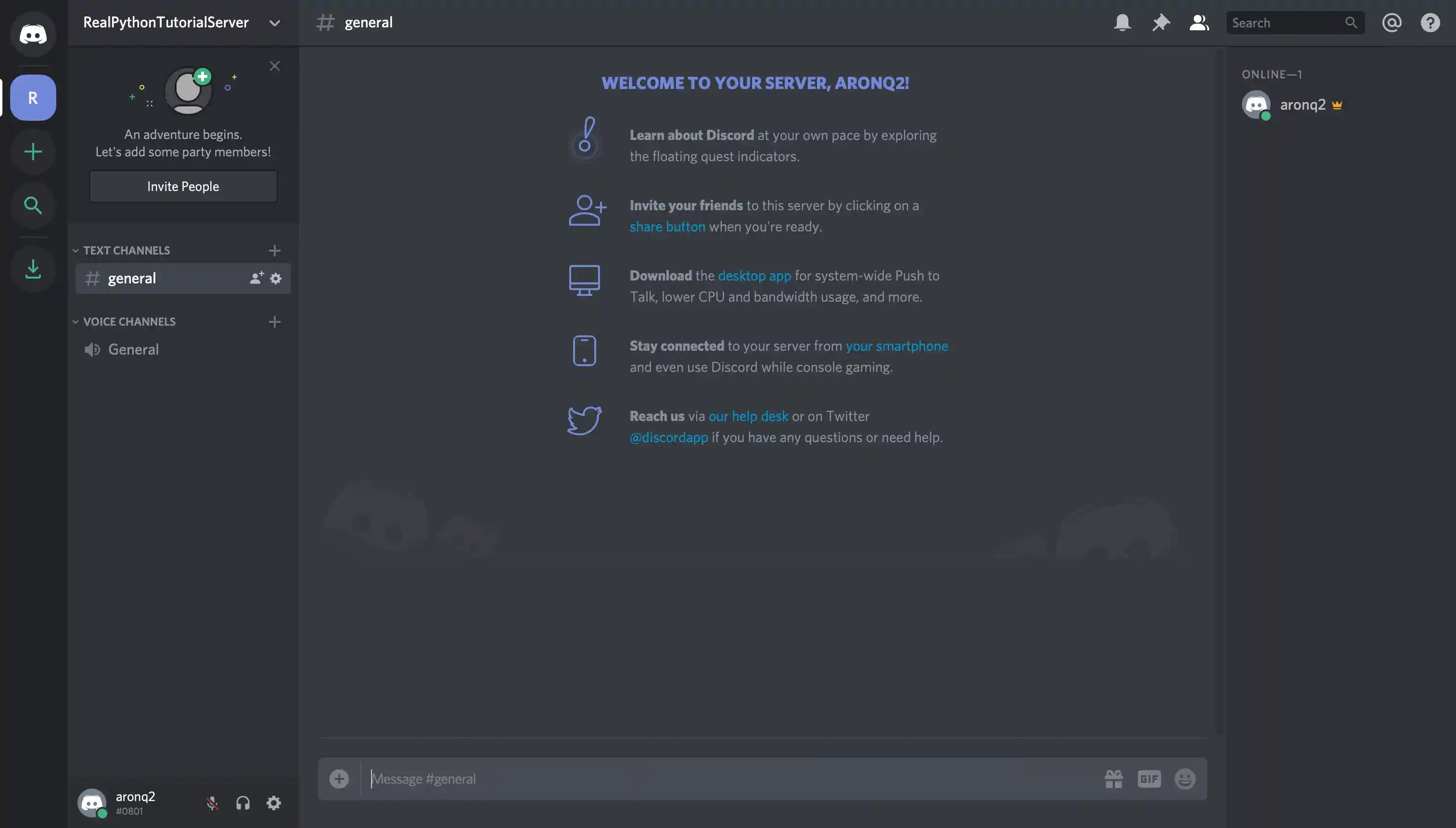 Discord: Newly Created Server