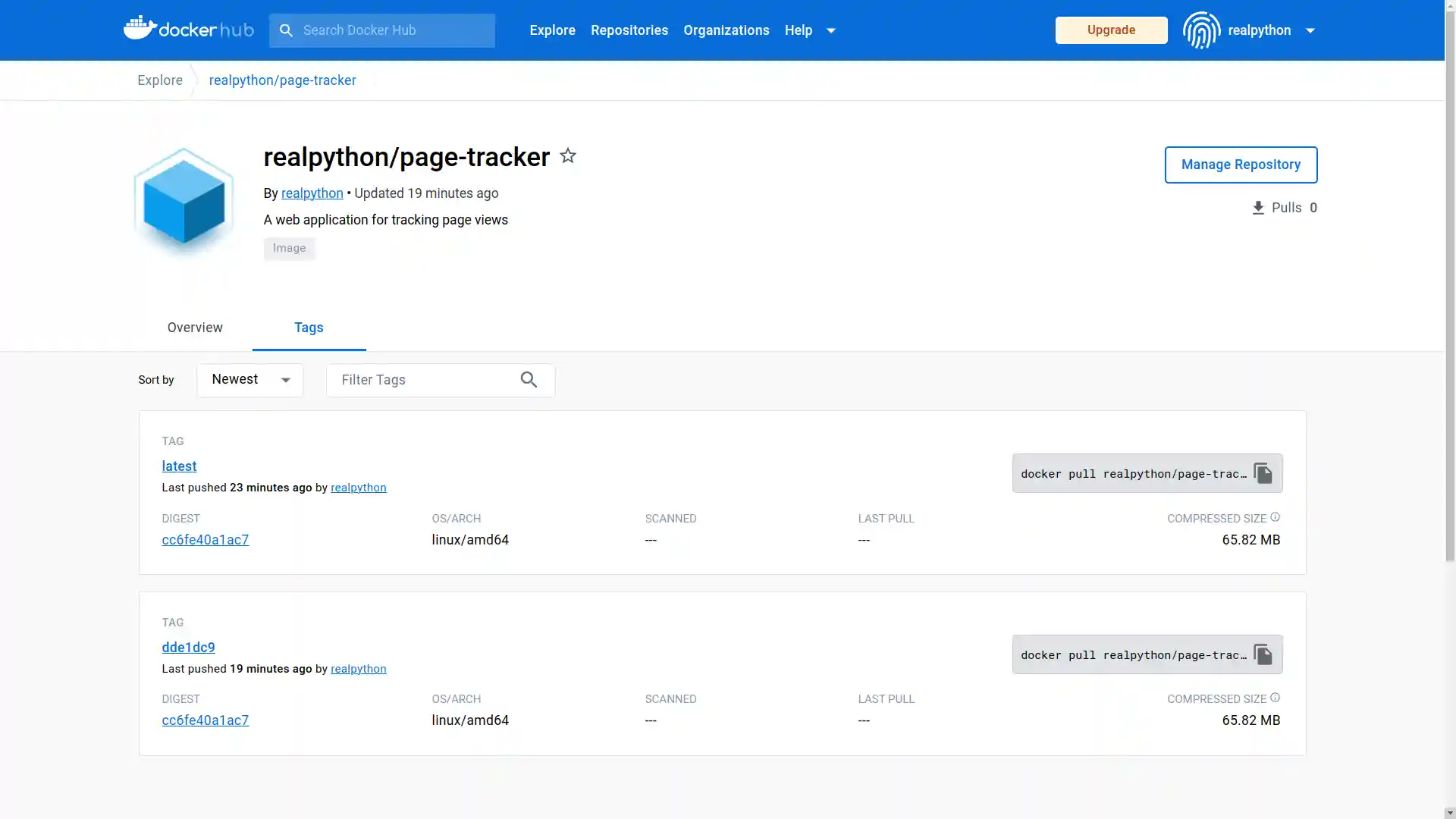 Tagged Docker Images on Docker Hub