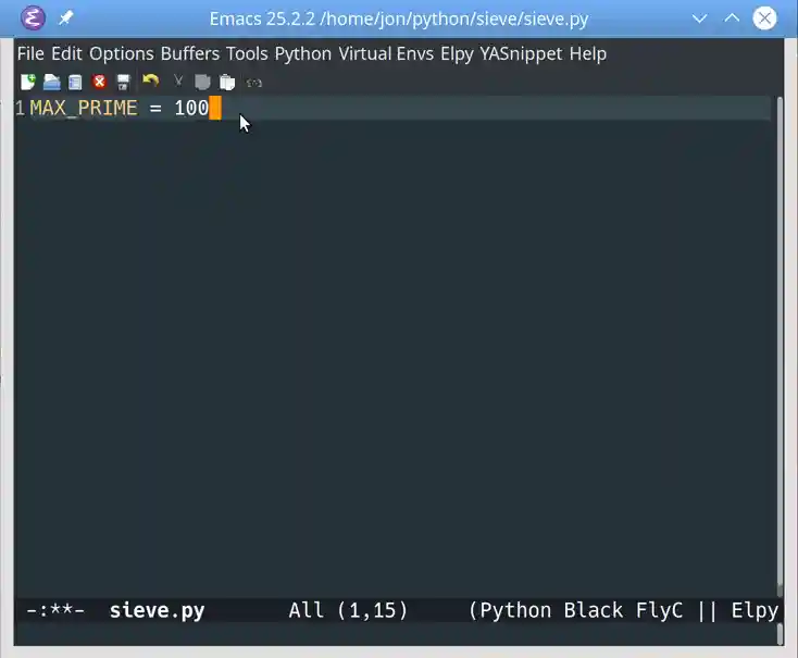 elpy helping Python code writing in Emacs
