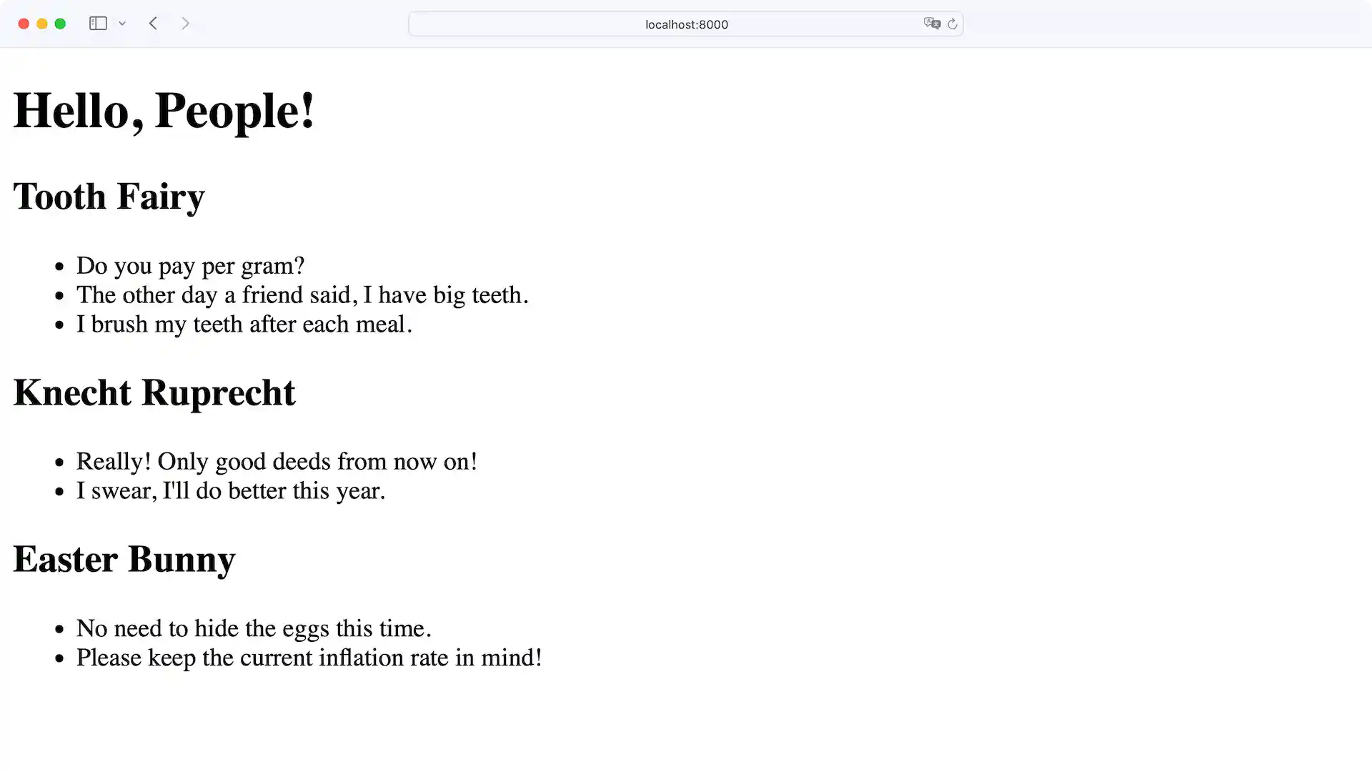 Screenshot of Flask frontend with people and notes