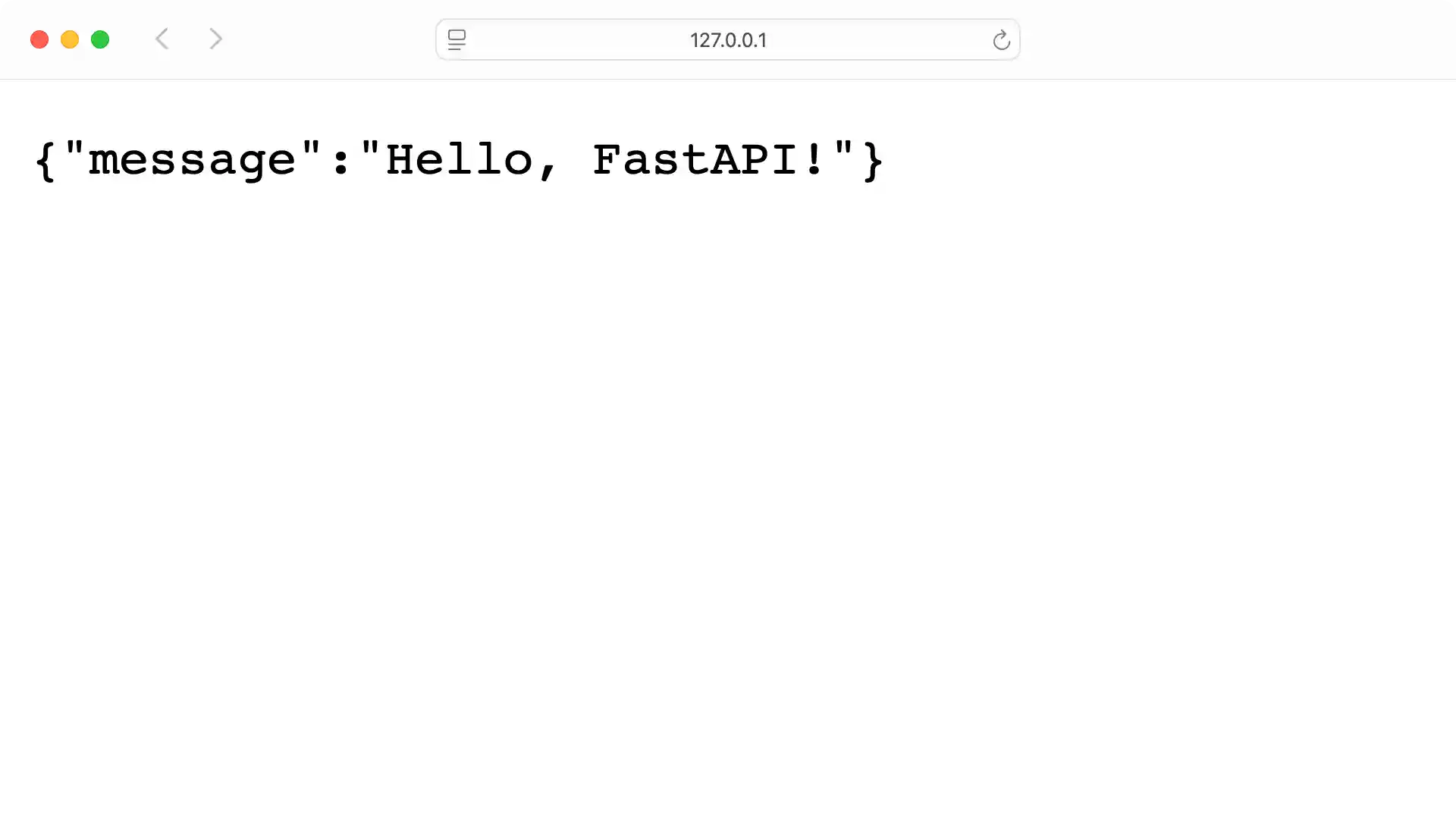 FastAPI "Hello, World!" response