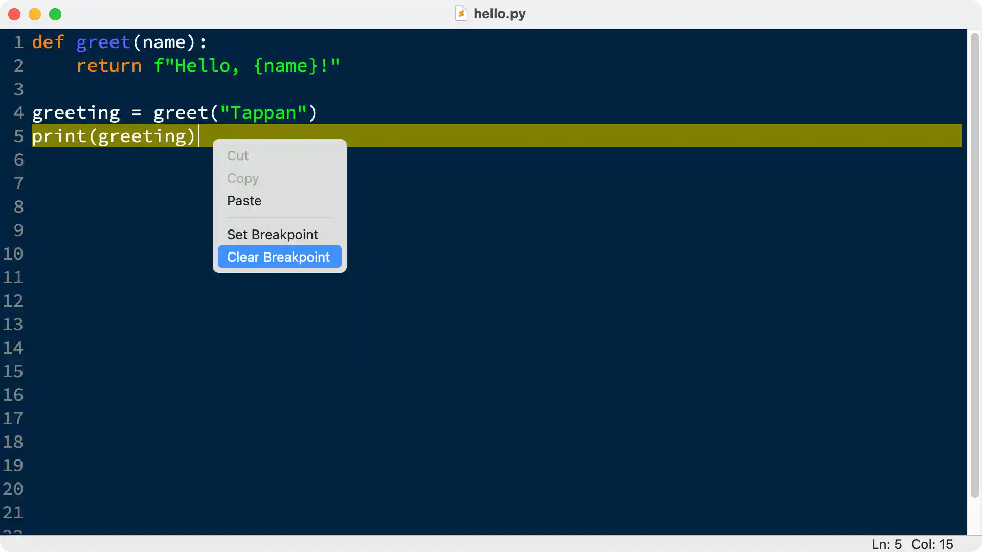 IDLE clear breakpoint context menu