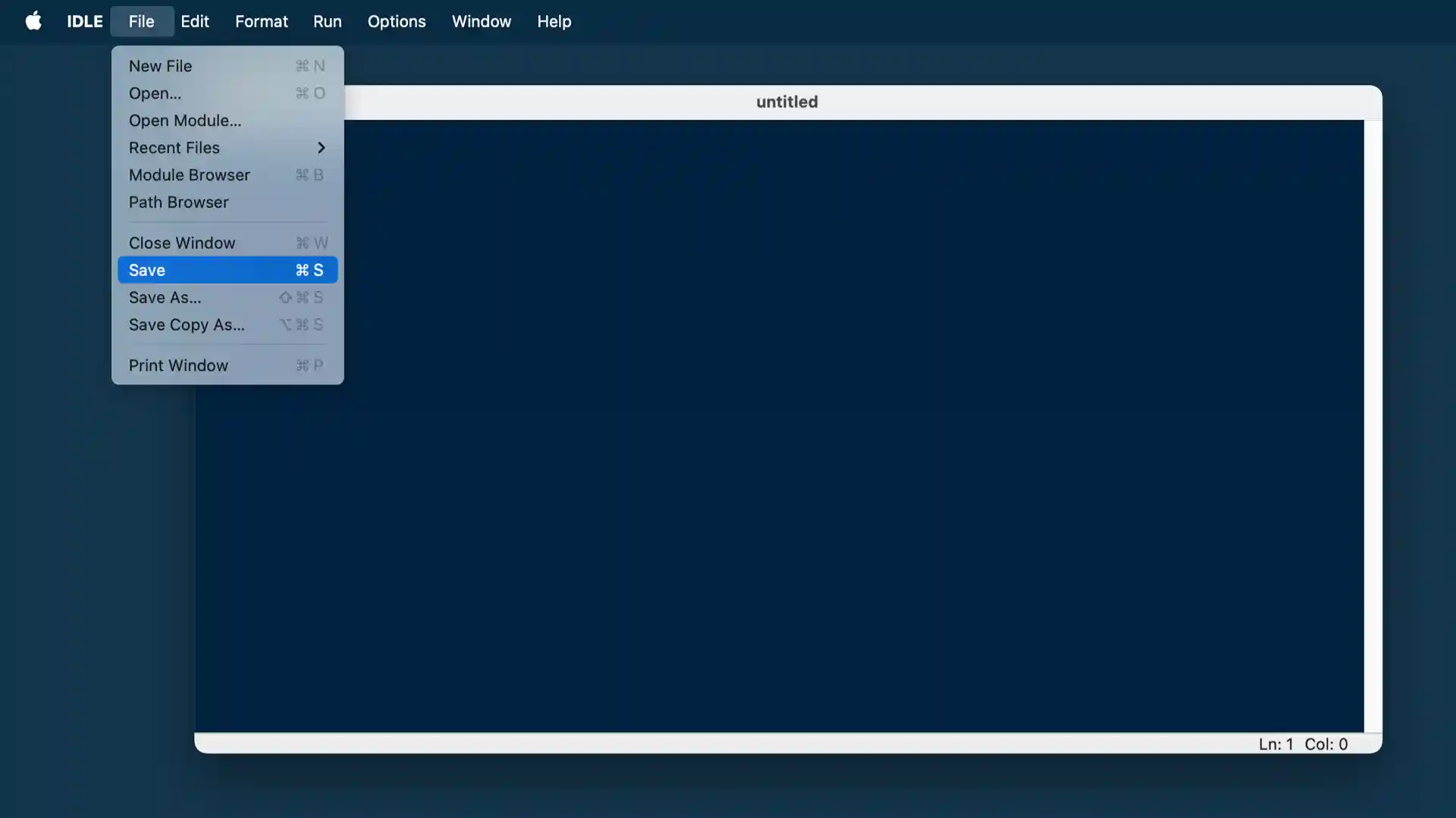 IDLE save file dialog