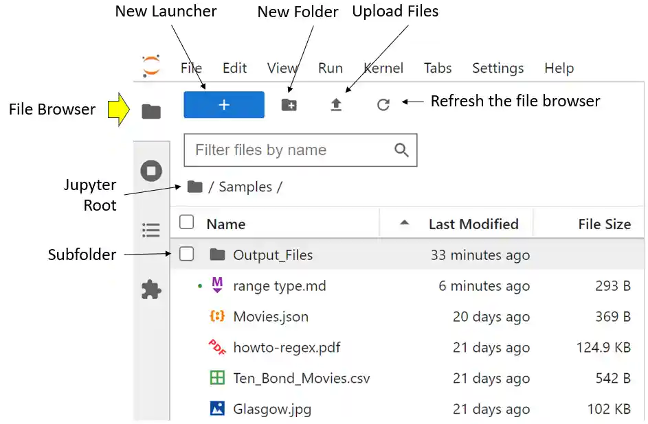 the file browser user interface
