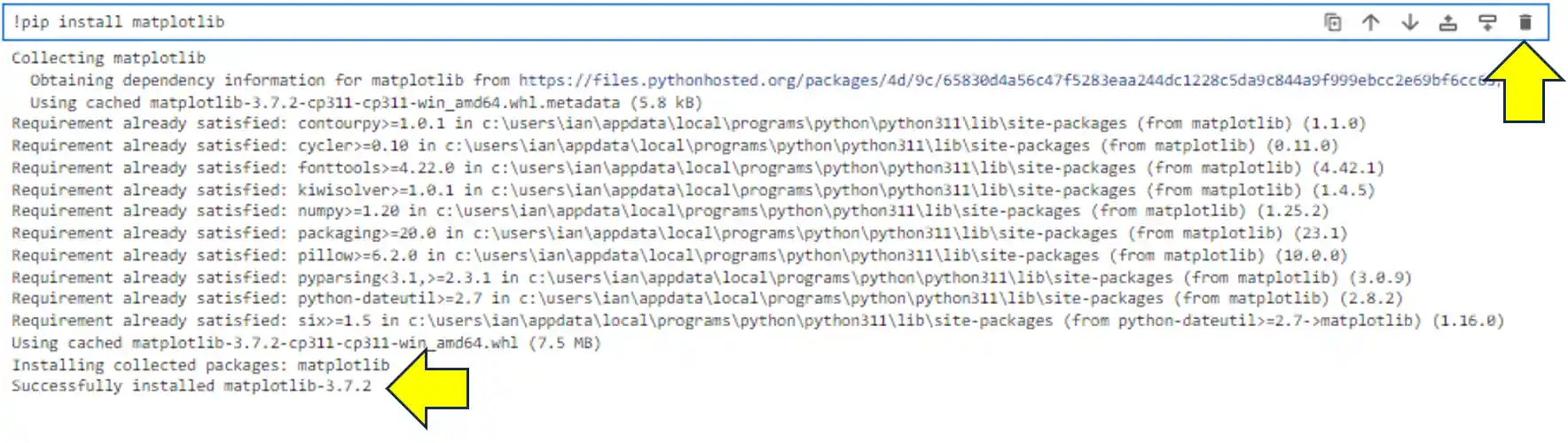 installation of matplotlib within jupyterlab
