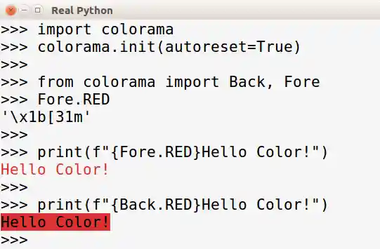 Adding color to the console with colorama