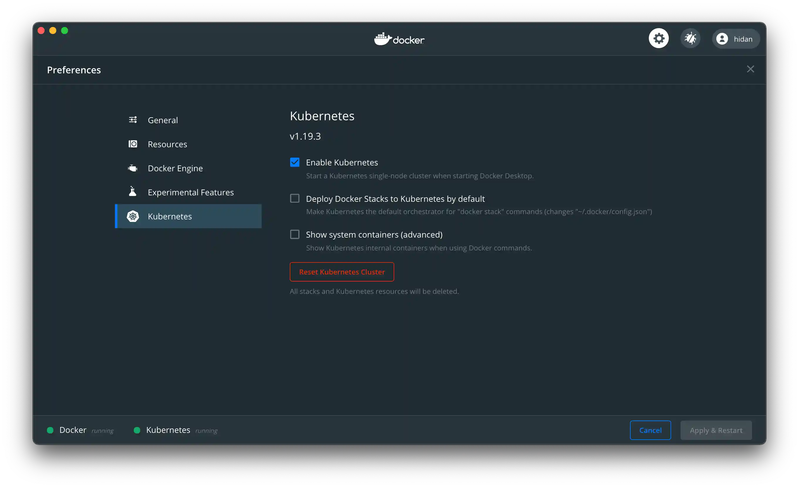 Enable Kubernetes via Docker Preferences on Mac and Windows