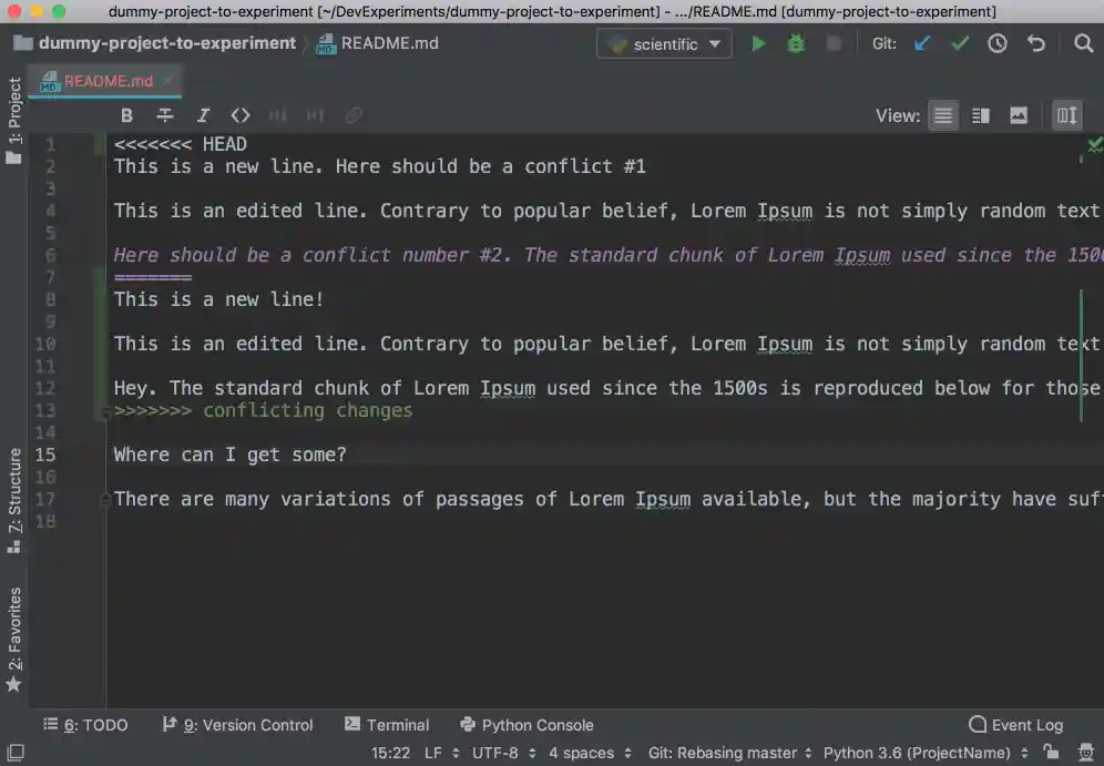 Conflicts in PyCharm