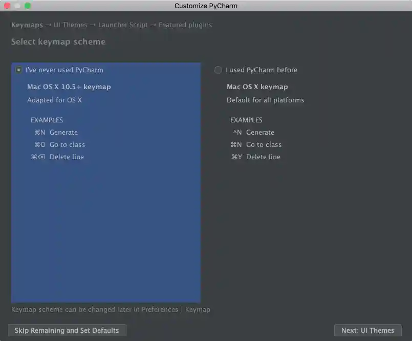PyCharm Keymap Scheme