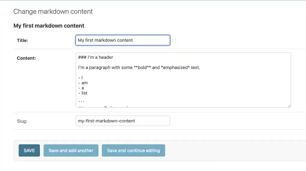 Django Admin Field With Slug