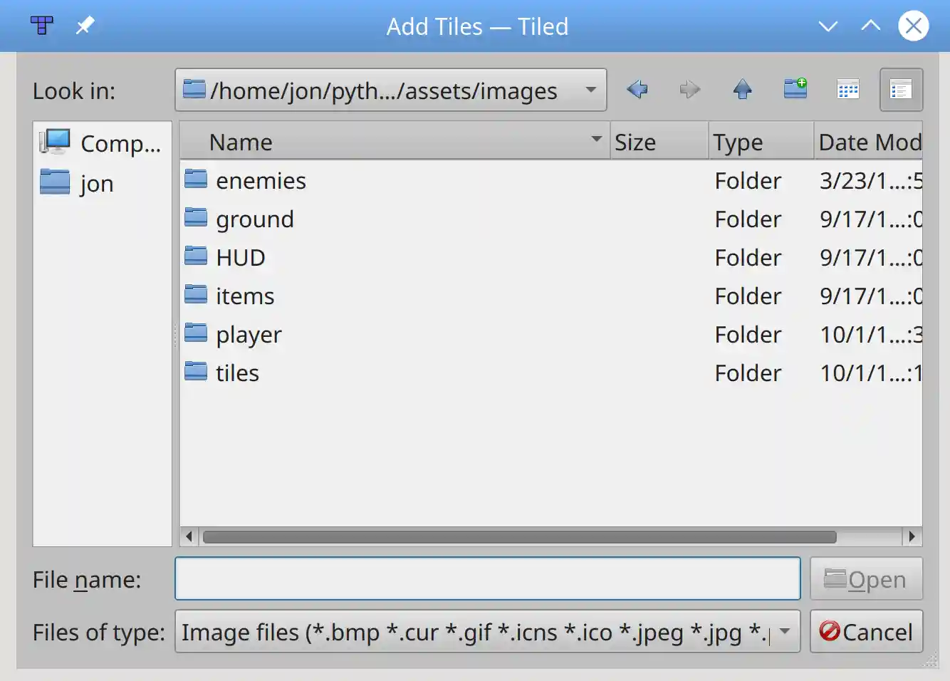 Adding tiles to a tile set in Tiled