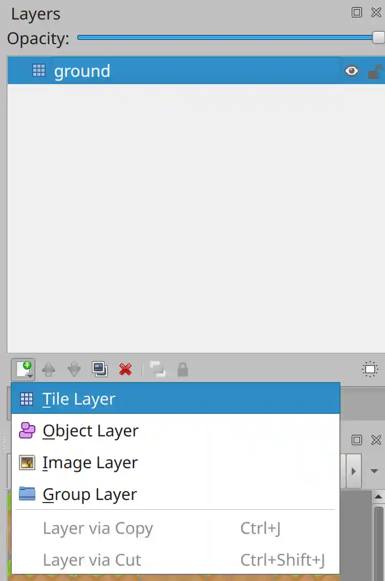 Creating a new map layer in Tiled