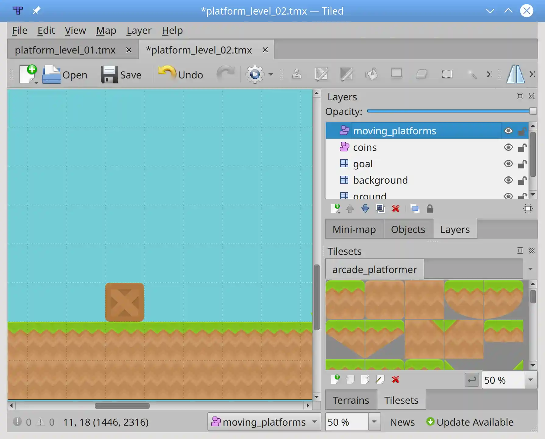 Creating the new layer for moving platforms