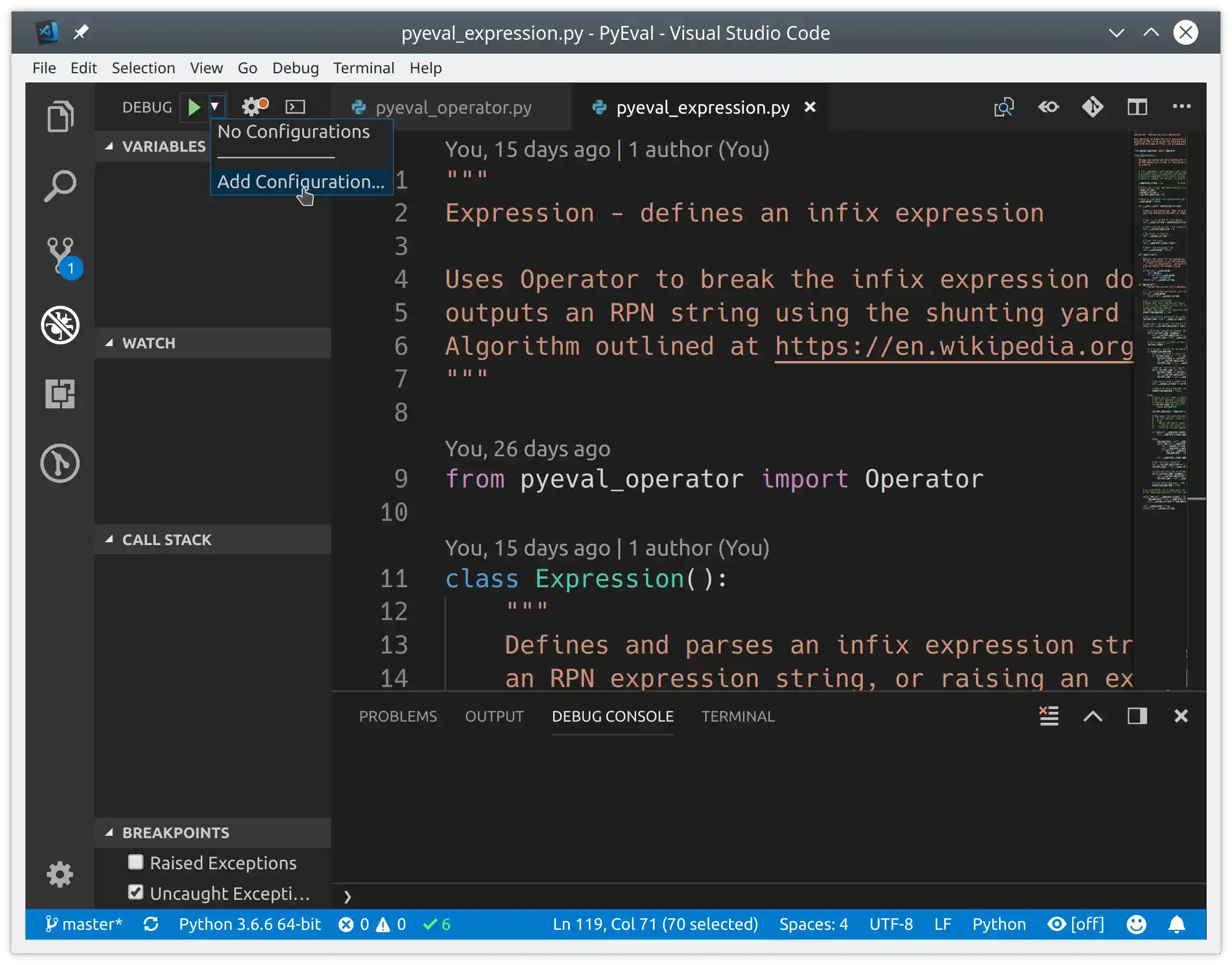 Adding a new debug configuration to VSCode