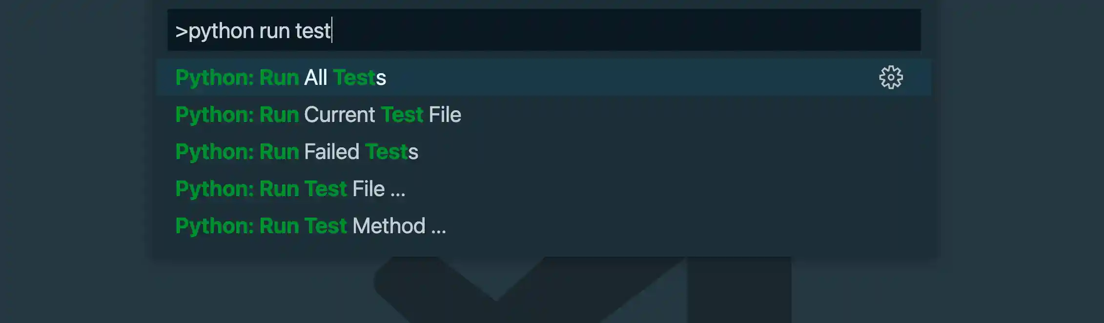 Assigning a shortcut from the command palette