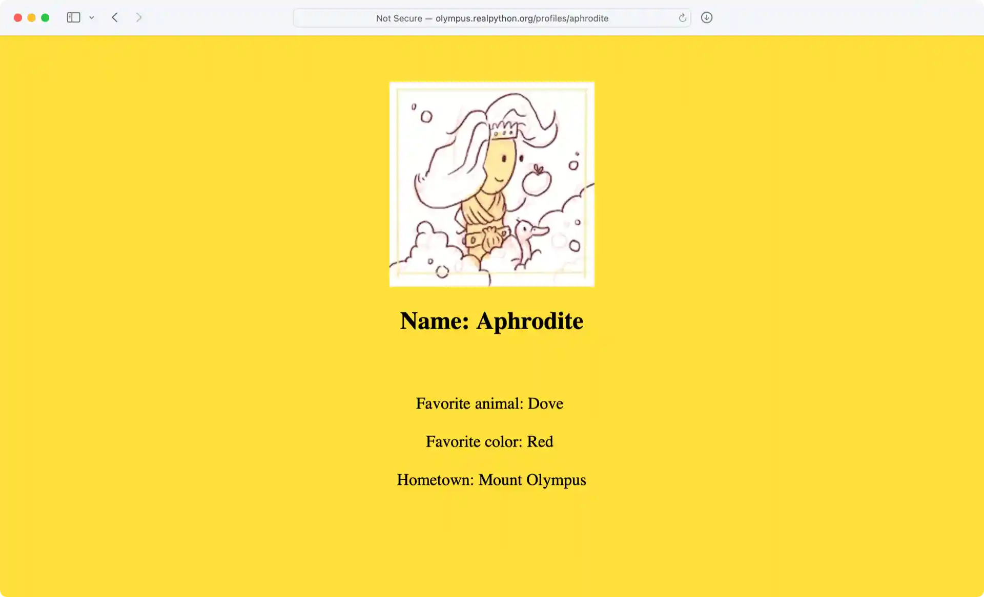 Screenshot of the Aphrodite Website