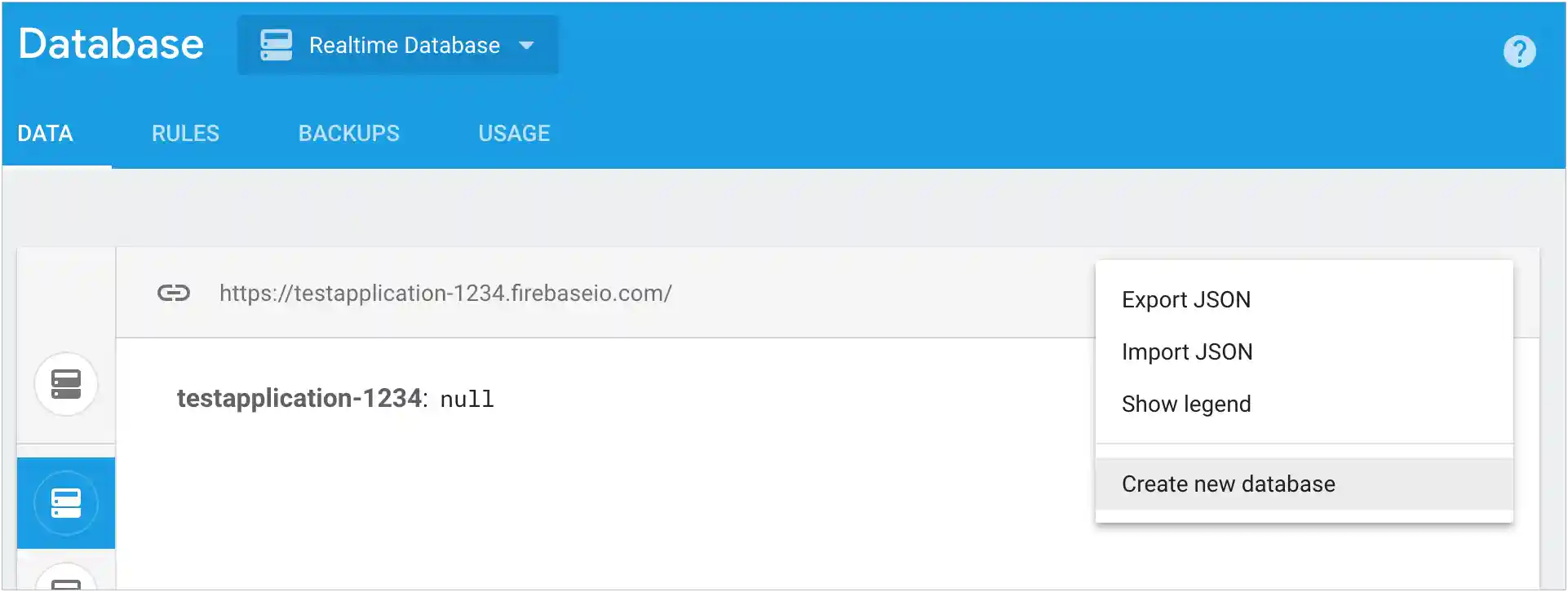 create a database in the <span class=