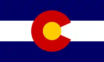 [Flag of Colorado with centered emblem]
