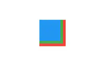 The sample creates a blue box that overlaps a larger green box, which itself overlaps an even larger red box.