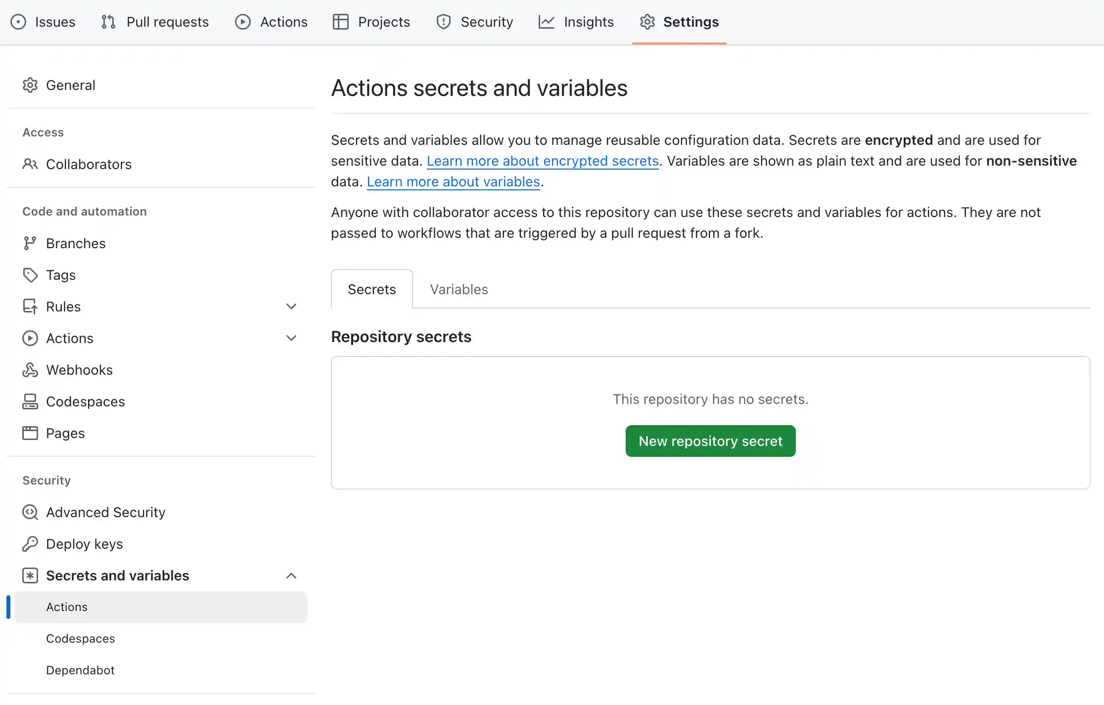 GitHub Actions Secrets