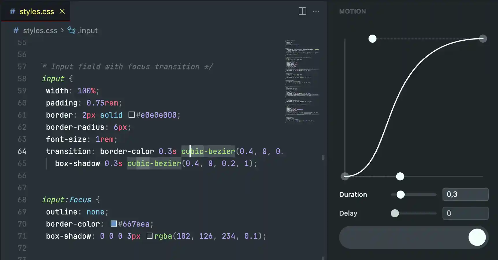 Screenshot of Motion Studio Extension editing animations