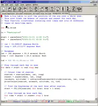 Screenshot of Frink emacs mode