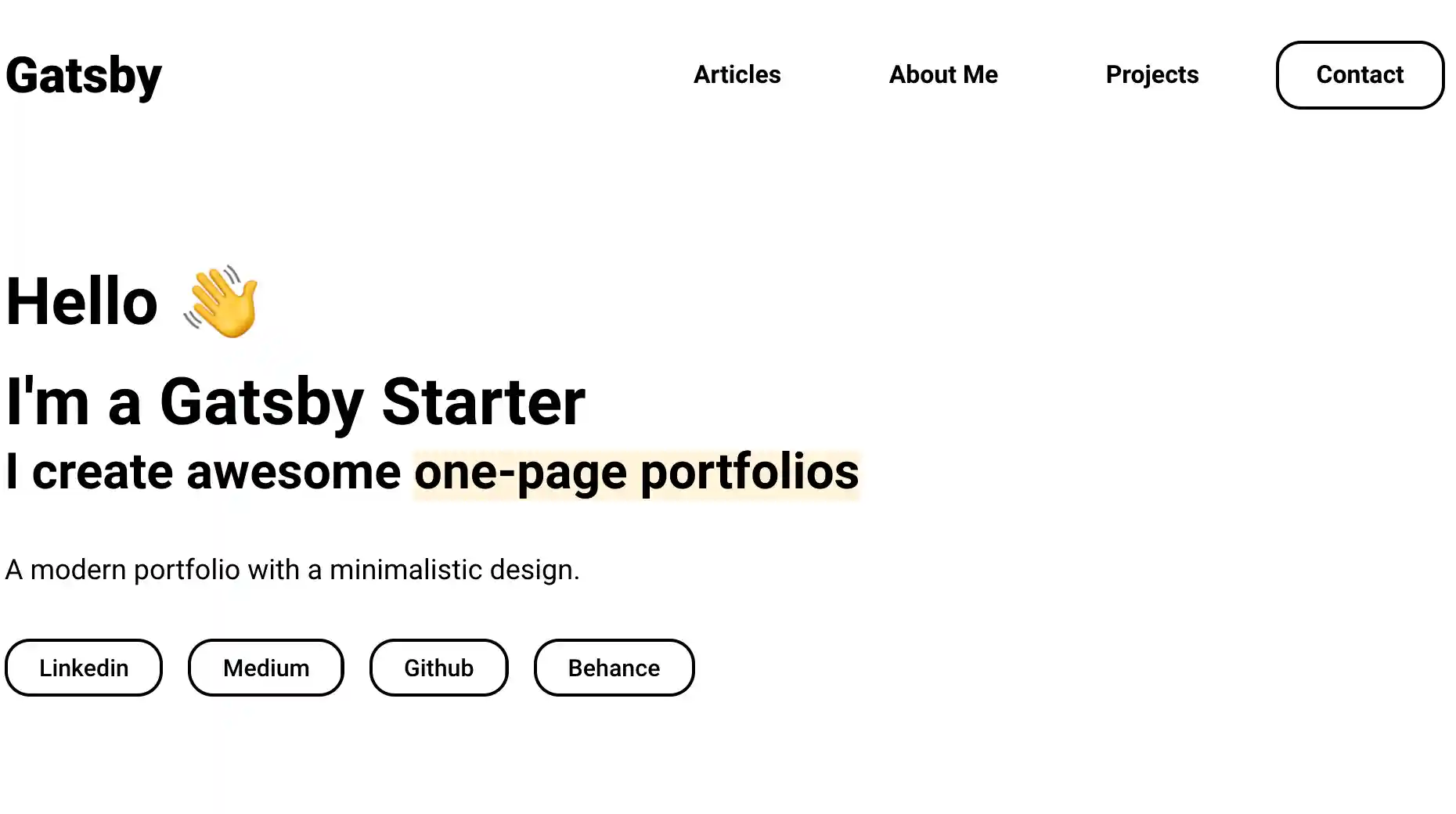Gatsby Theme Portfolio Minimal Screenshot