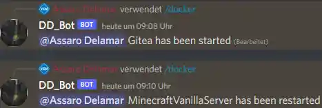 Bot's reply to command