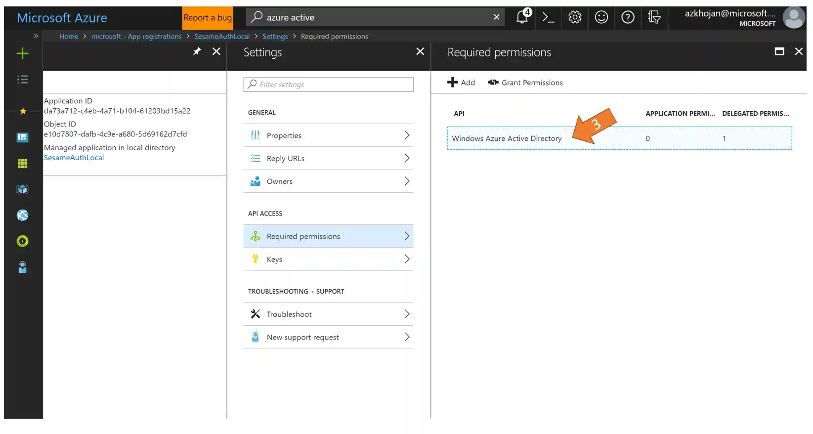 Screenshot of granting permission step 2