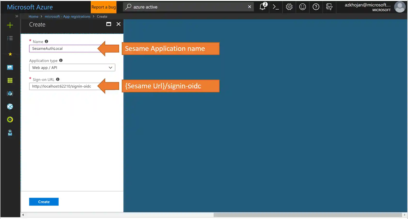Screenshot of Azure Portal AD App Registrations