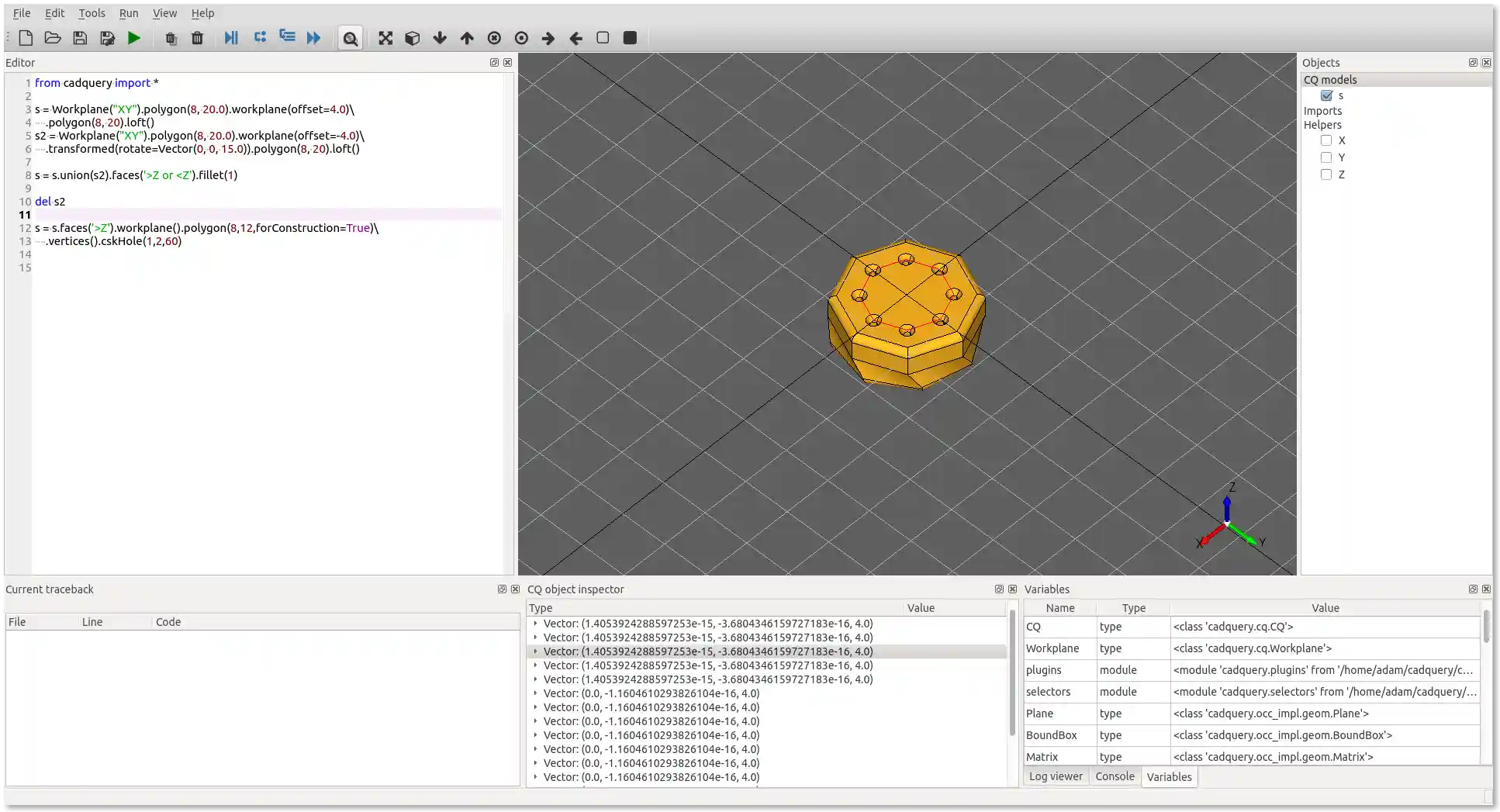 CQ-editor screenshot 1