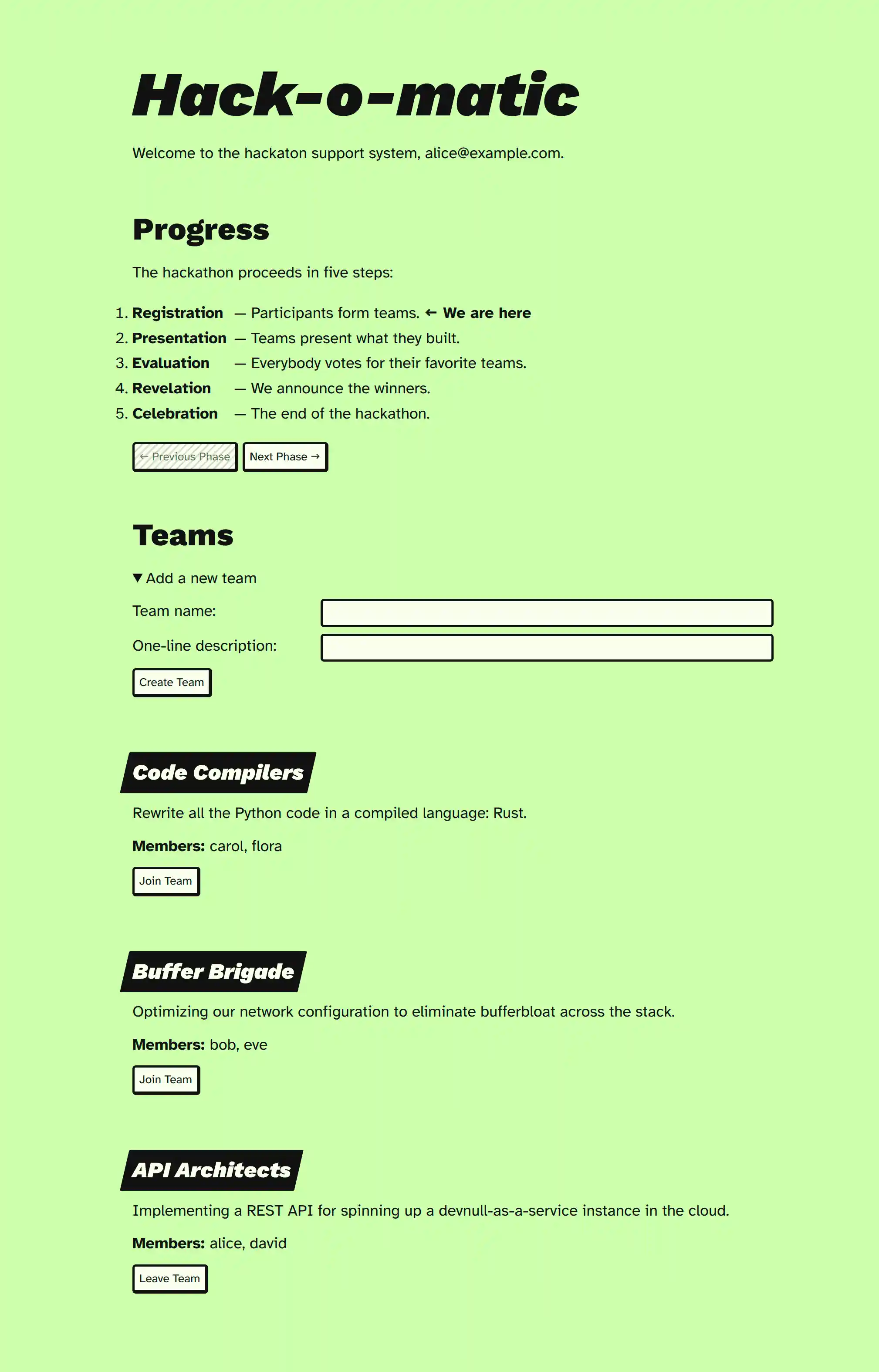 Registration screenshot