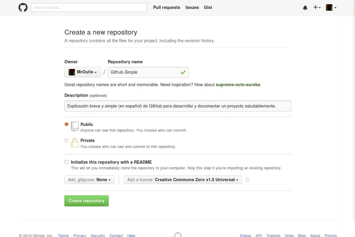 Github create repository