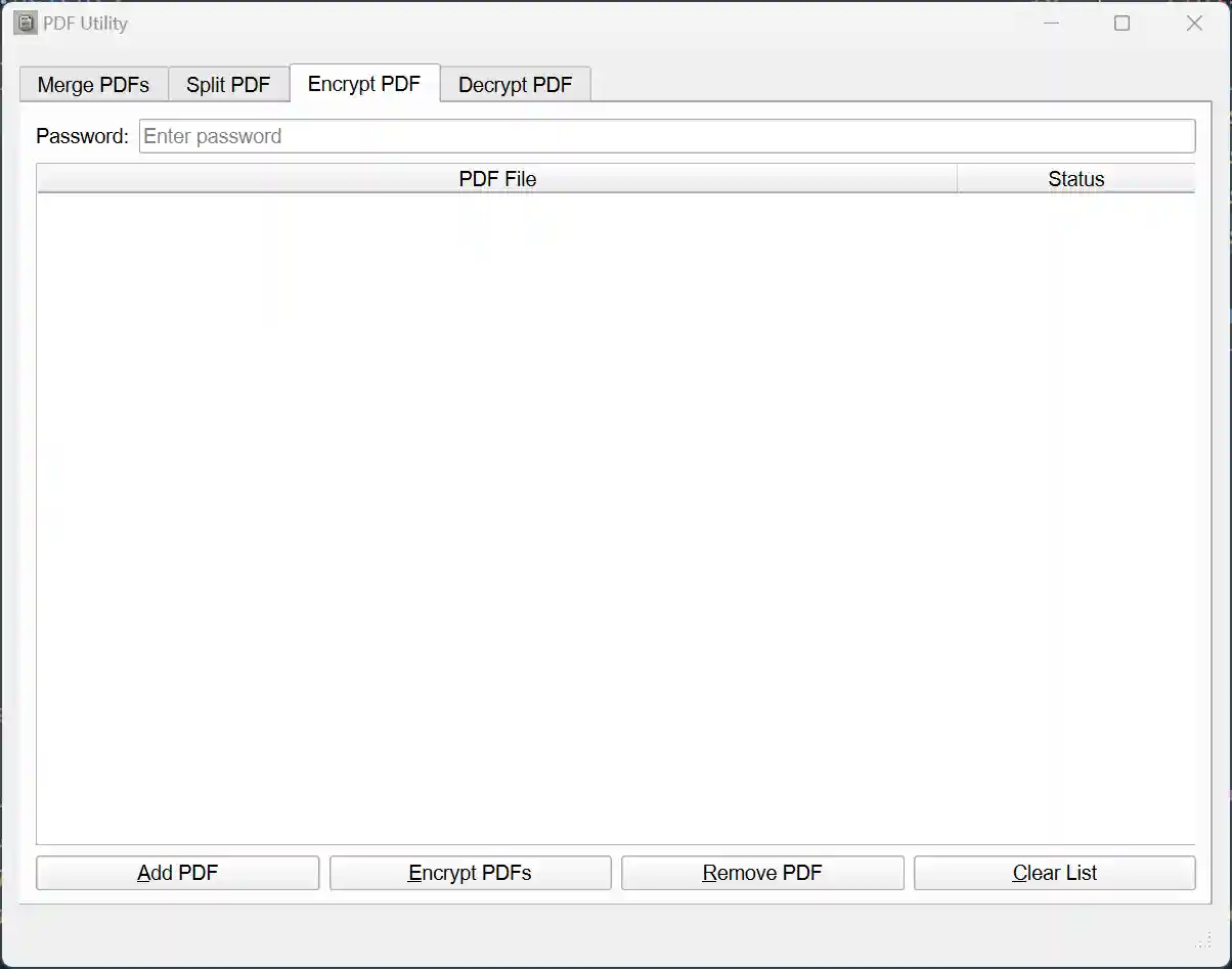 Encrypt PDF UI