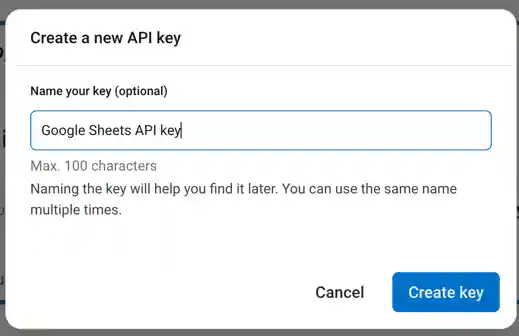 Create API key
