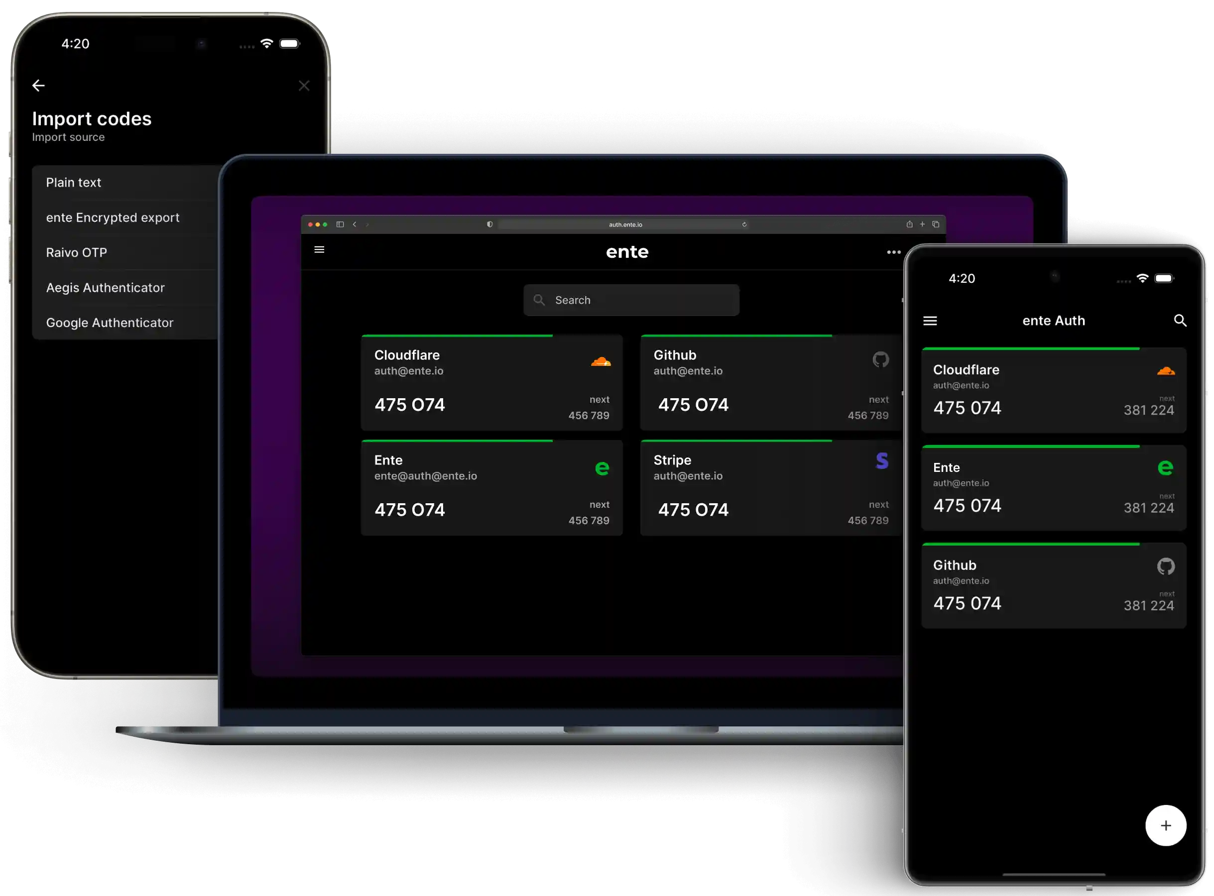 Screenshots of Ente Photos