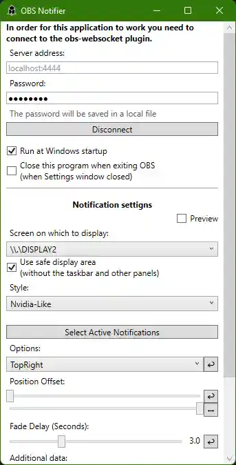 Settings Window