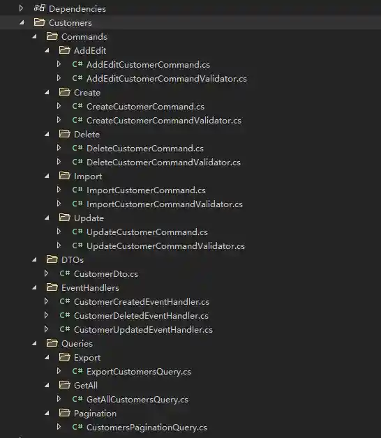 Source code for application features