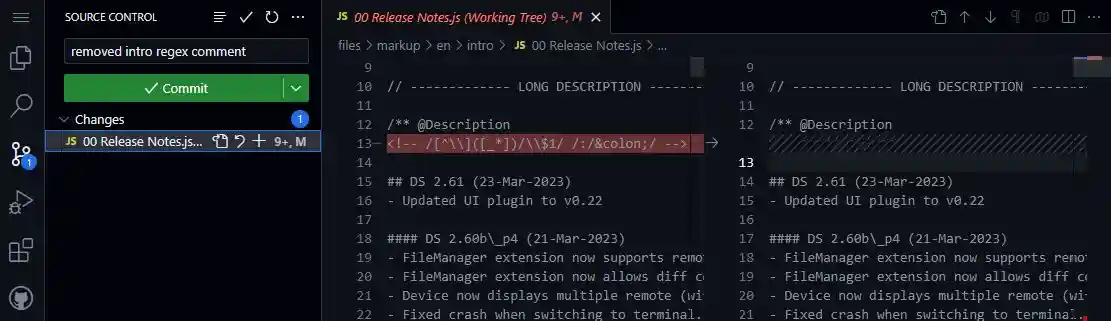 Commit Description Dialog