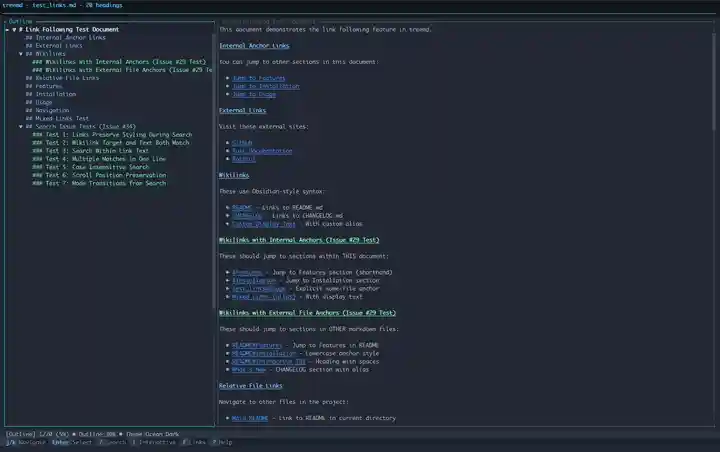 treemd screenshot showing dual-pane interface
