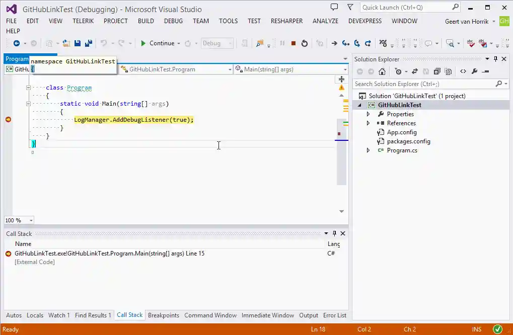 Stepping through external source code