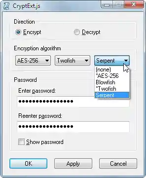 Screenshot: cryptExt.js
