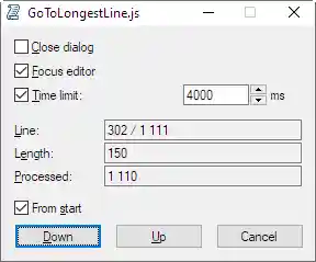Screenshot: goToLongestLine.js