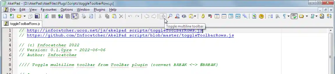 Screenshot: toggleToolbarRows.js (before)