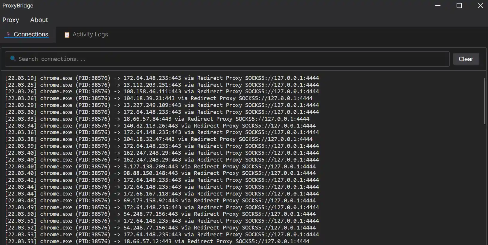 ProxyBridge Windows Main Interface