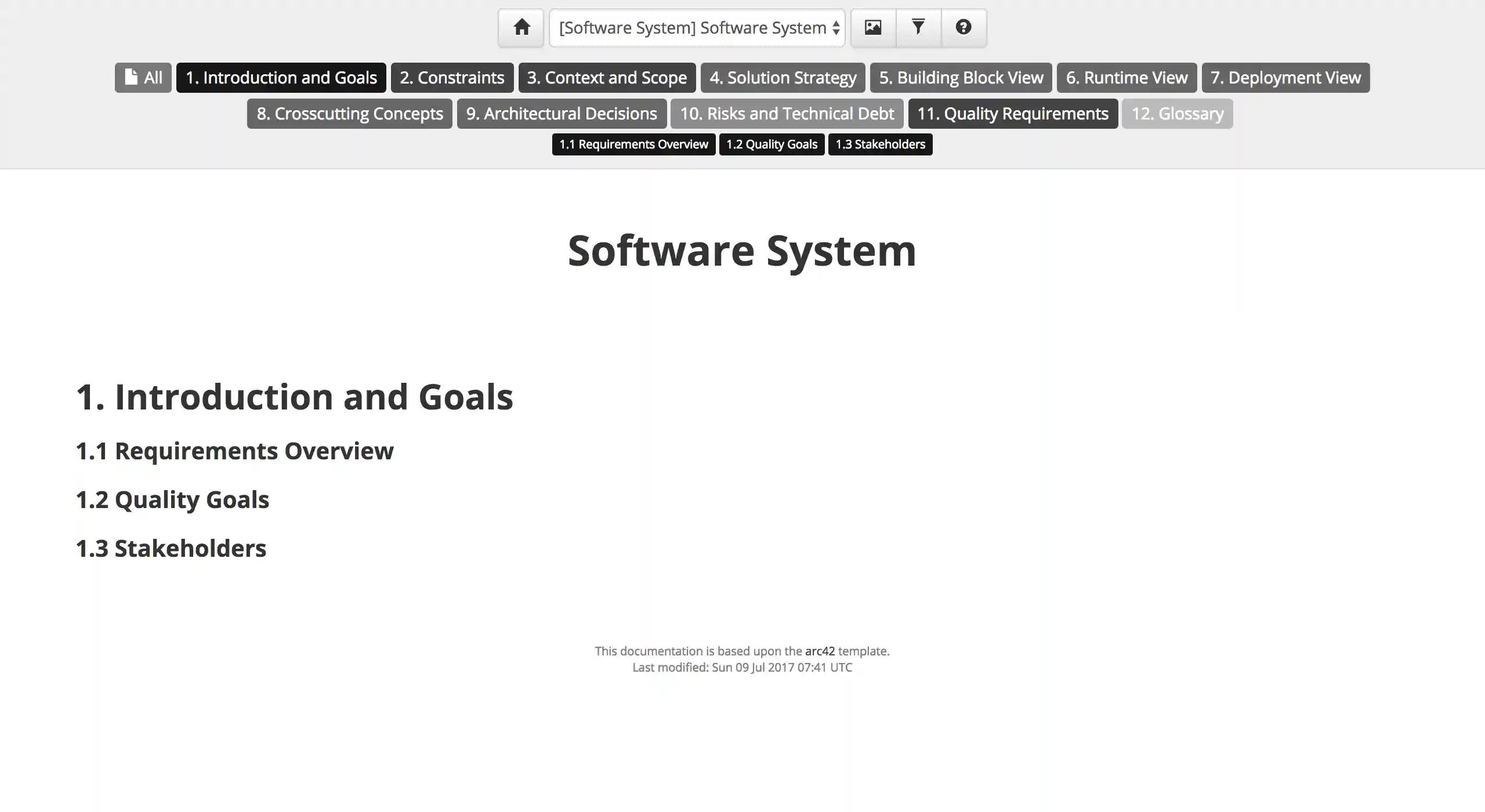 Documentation based upon the arc42 template