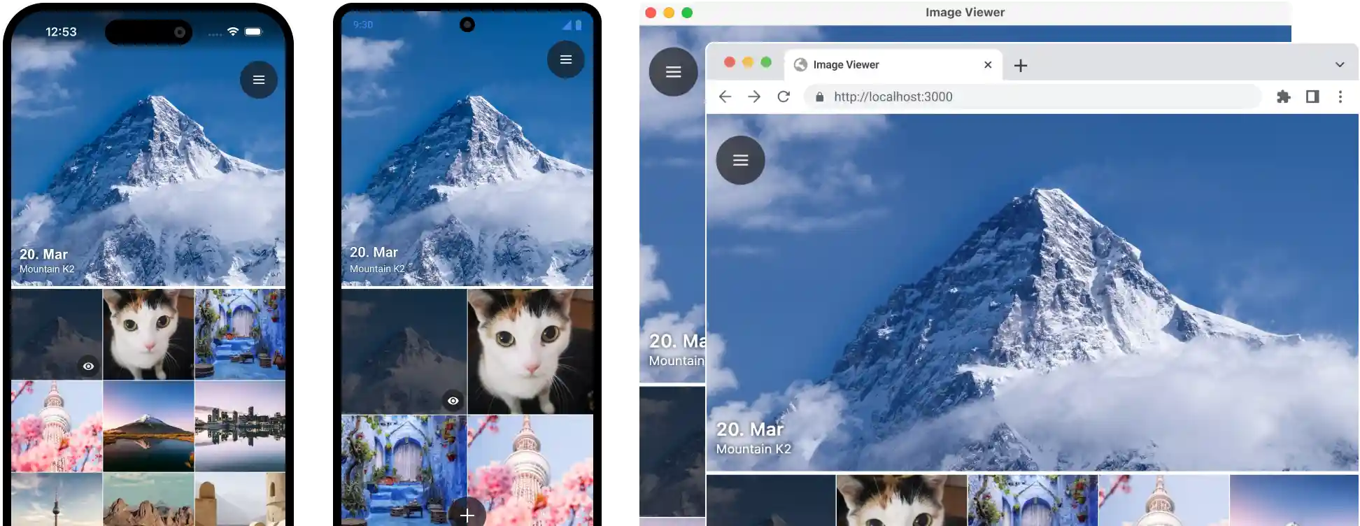 Shared UIs of the iOS, Android, desktop, and web apps