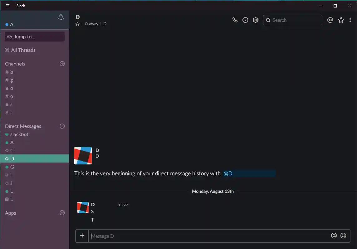 Sample screenshot of dark Slack theme